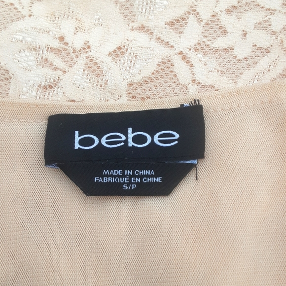 Bebe Cream color Lace Bodycon Dress - Picture 3 of 5